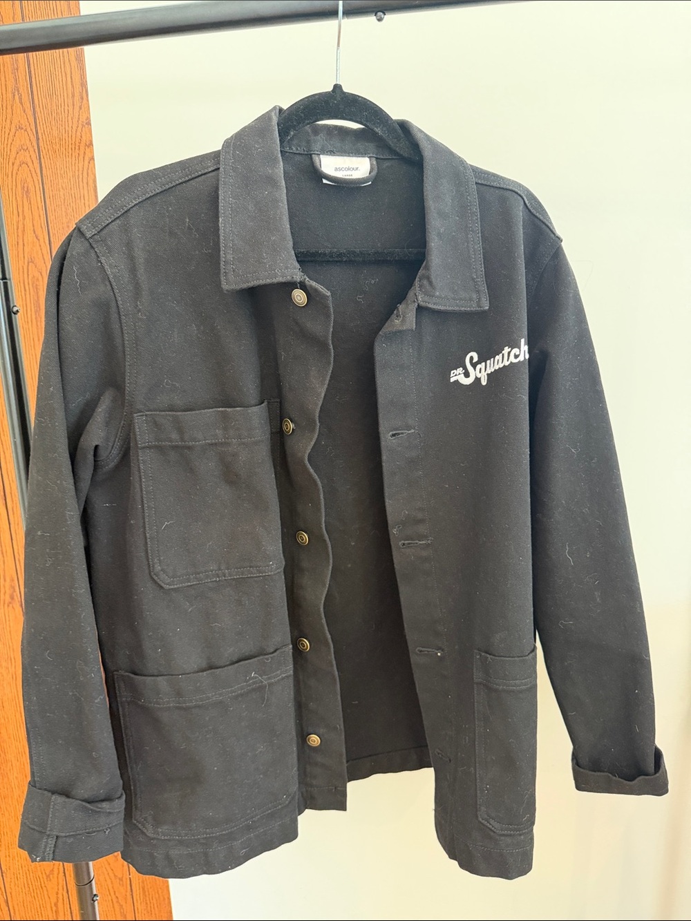 Men's Black Field Jacket with 'Squatch' Script Logo